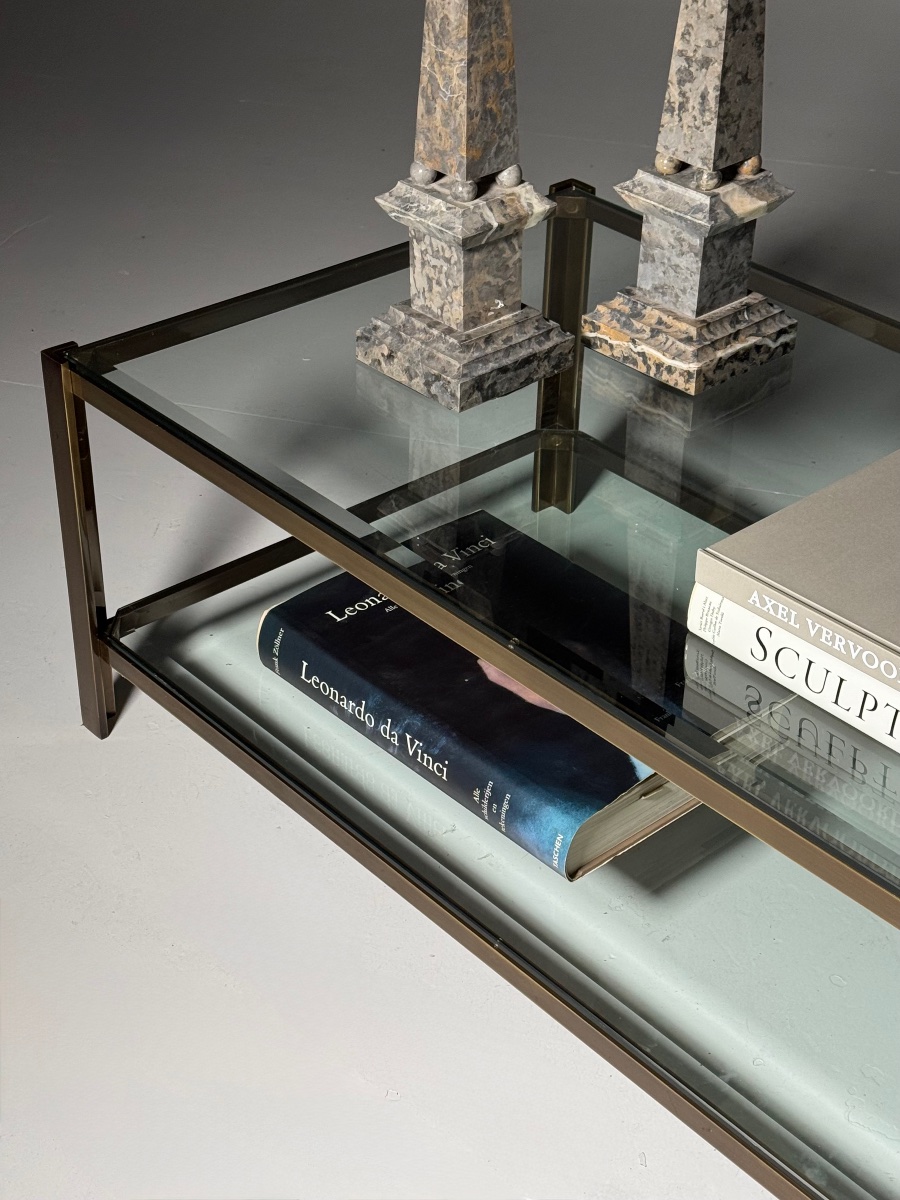 Metal And Glass Coffee Table From The 1990s-photo-3