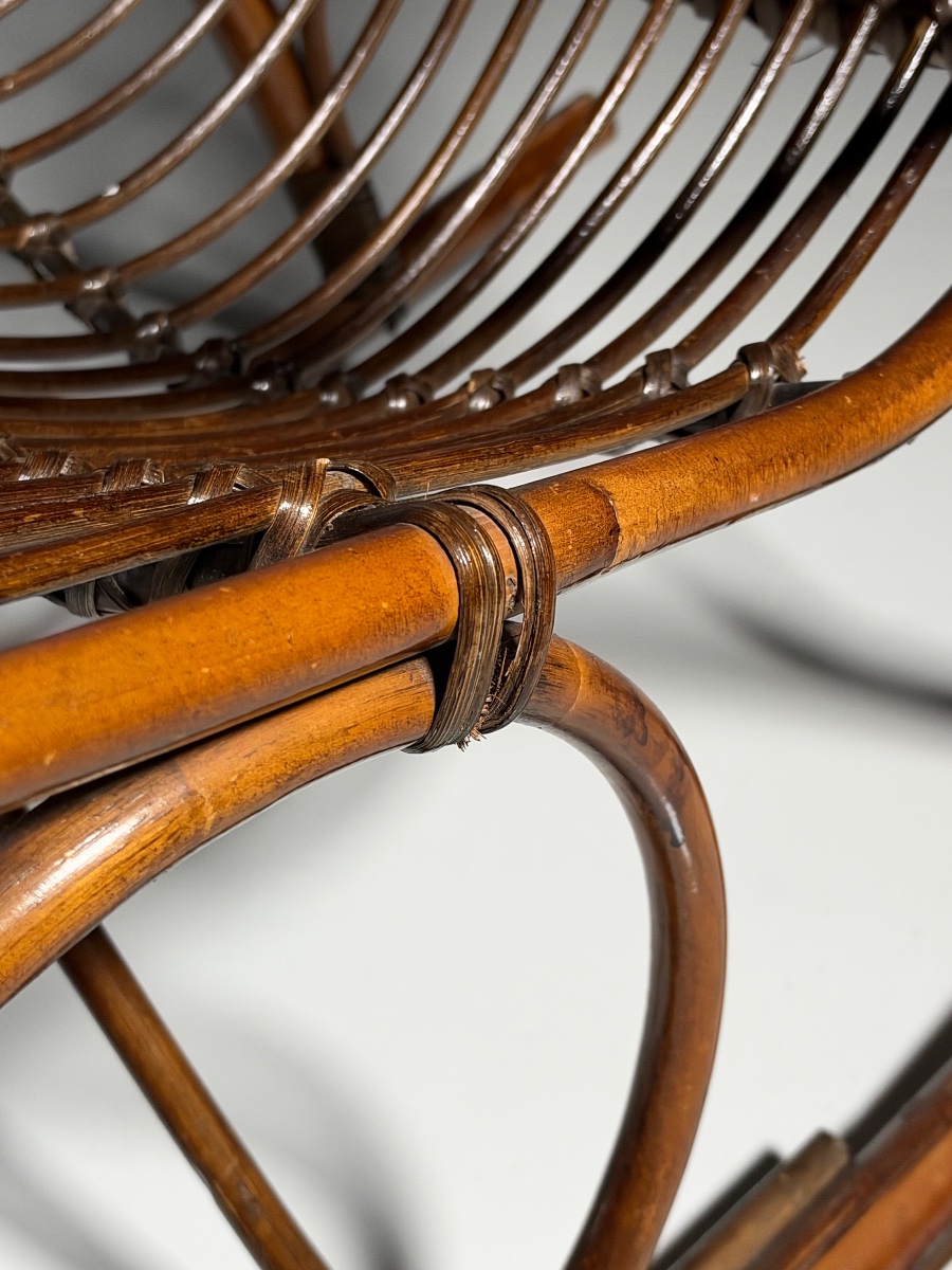 Fauteuil à bascule vintage en rotin-photo-4