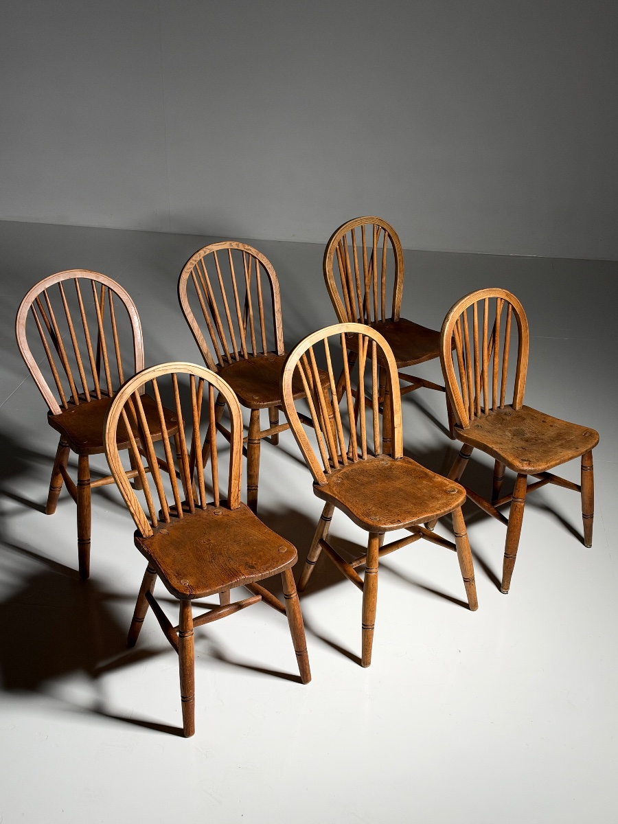 Set Of 6 English Windsor Chairs, Circa 1900-photo-2