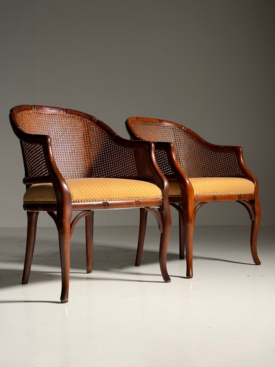 Set Of 2 Faux Bamboo Armchairs