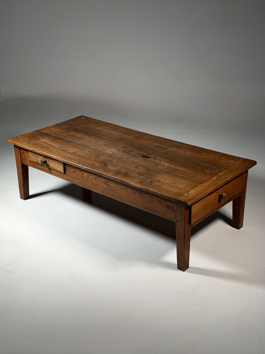Table basse française du XIXe siècle en chêne-photo-4