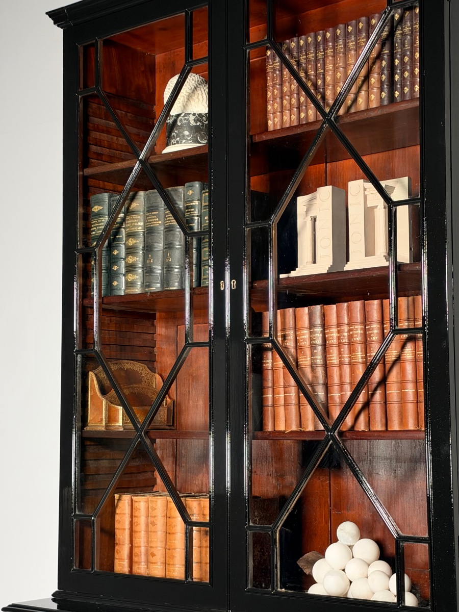 English Bookcase From 1880, Painted Black-photo-2