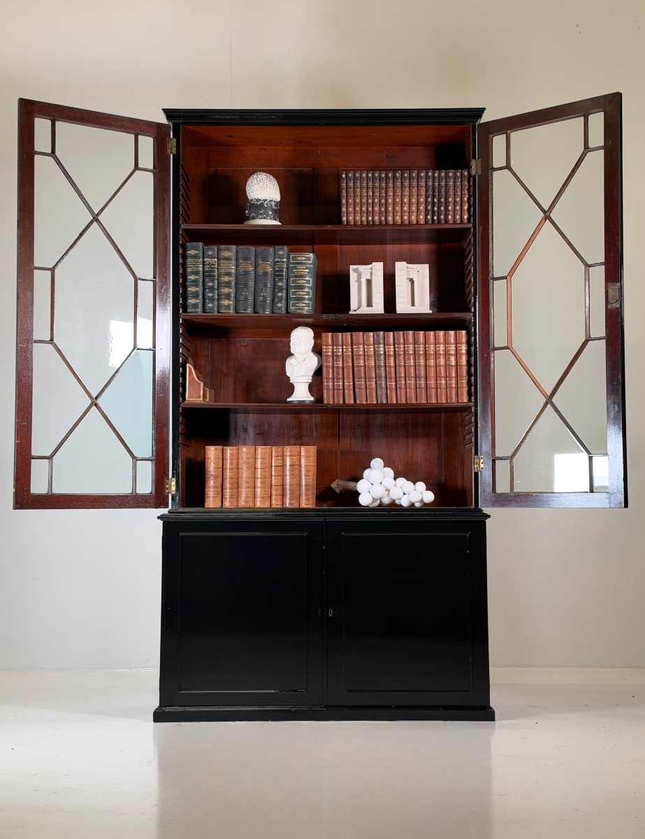 English Bookcase From 1880, Painted Black-photo-3