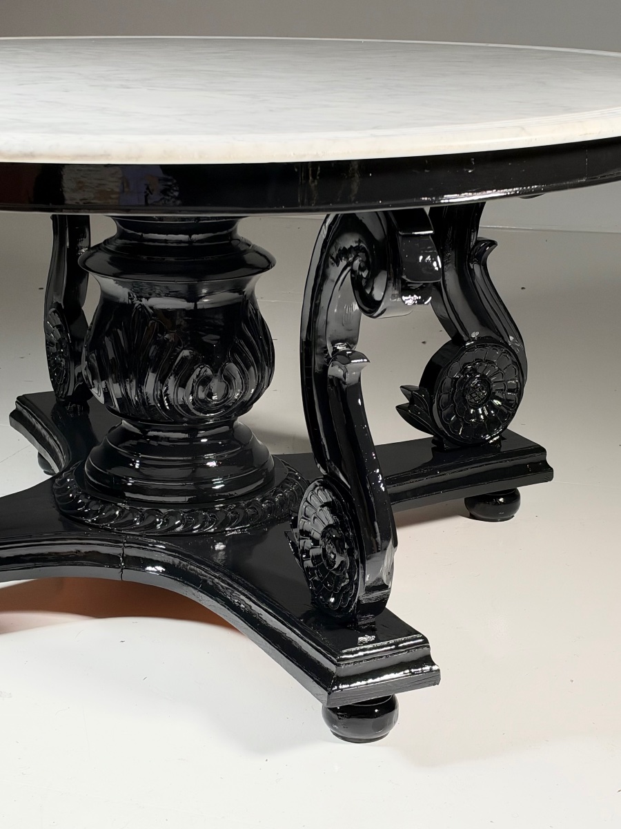 1970s Center Table Made Of Teak And Carrara Marble-photo-2