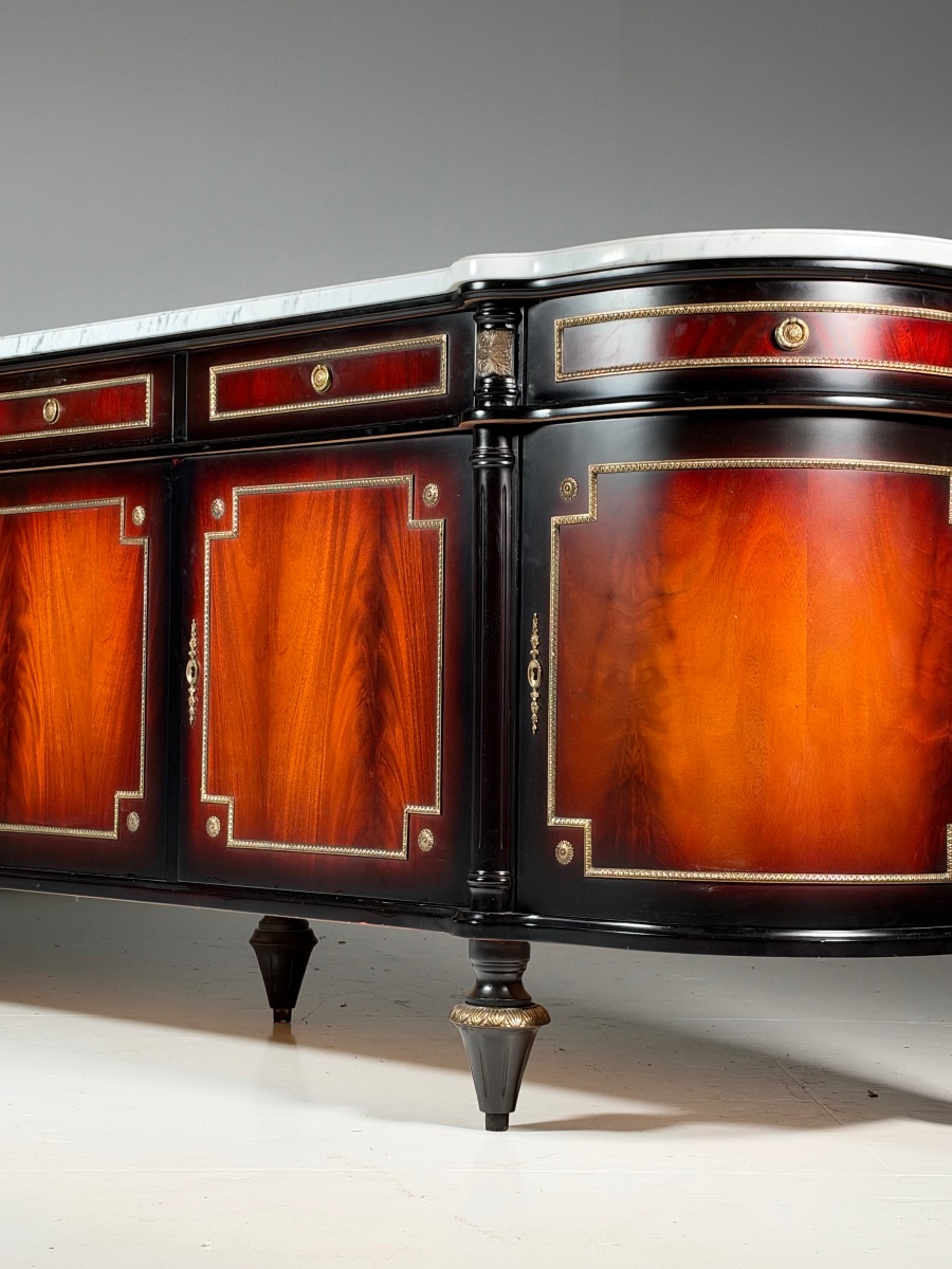 Buffet classique Louis XVI avec plateau en marbre-photo-4