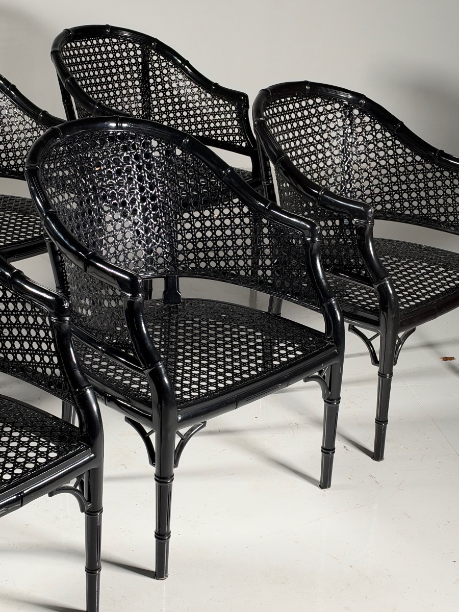 Chaises de salle à manger Faux Bamboo  (6) 1980