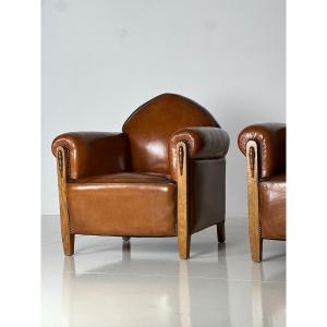 Art Deco Sheepskin Club Armchairs