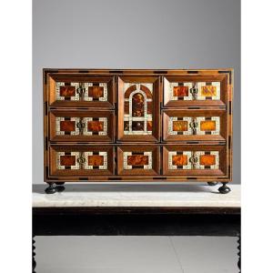 Cabinet d'Art 19ème Siècle En Bois Marqueté d'ébène, De Tortue, d'Os