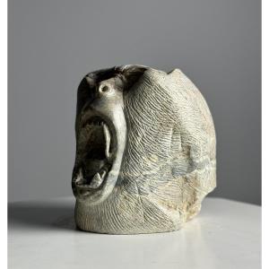 Hand Carved Monkey Head