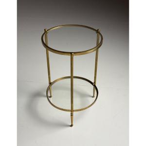 Table d'appoint vintage dorée avec plateau en verre