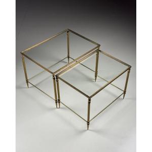 Lot de 2 tables gigognes en laiton