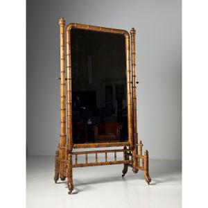 Miroir cheval en faux bambou 
