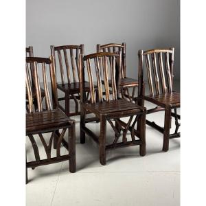 Chaises de salle à manger vintage en bois massif