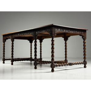 Antique Oak Bobbin Desk/shop Table