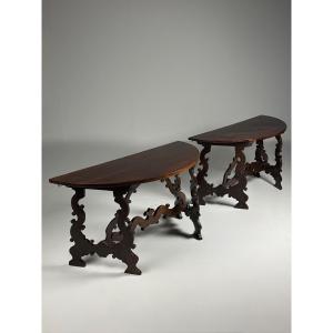 Table d'appoint italienne Demi Lune, XVIIIe siècle