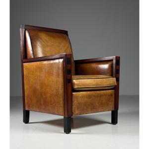 Fauteuil en cuir de mouton style Art déco