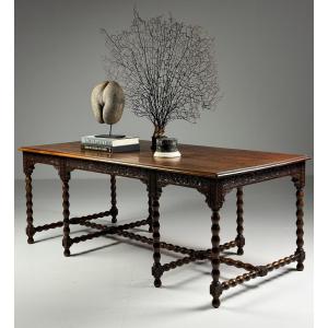 Table de magasin Bureau Bobbin en chêne antique