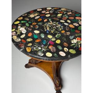 Italian Tripod Table With Marble Inlay Top