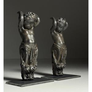Lot de 2 anges en fonte du XIXe siècle