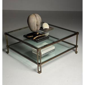 Table basse vintage en métal et verre