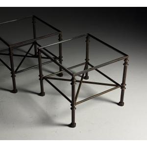 Lot de 2 tables d'appoint vintage en métal