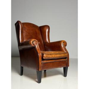 Sheepskin Leather Wing Chair