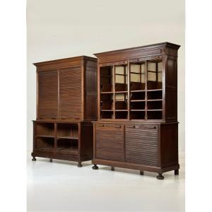 2 Oak Filing Cabinets, Circa 1900