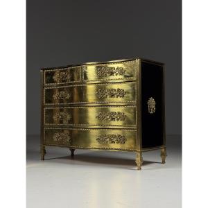 Commode de style mid-century de couleur dorée, d'origine italienne