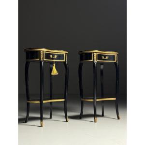 Lot de 2 tables de chevet de style chinoiserie
