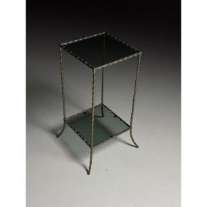Table d'appoint en métal imitation bambou 