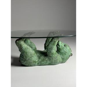Table basse vintage en laiton en forme d'ours