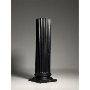 Neoclassical Column Made Of Black Plaster