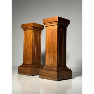 Lot de 2 colonnes en chêne massif