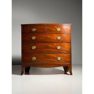 English Mahogany Chest Of Drawers With A Curved Front