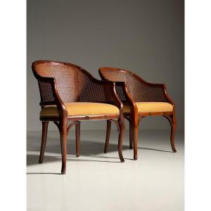 Set Of 2 Faux Bamboo Armchairs