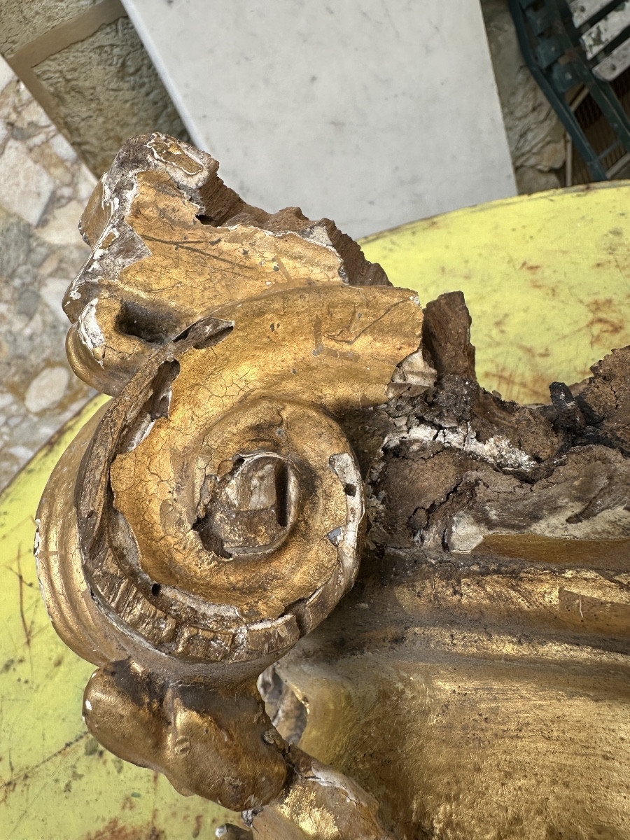 Element Architectural En Bois Sculpté Et Doré -photo-4