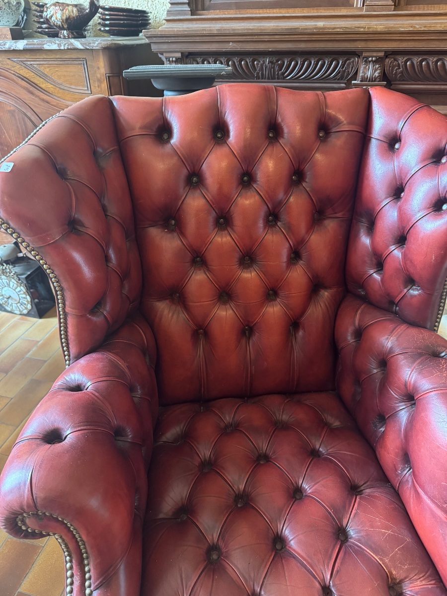 Fauteuil en cuir chesterfield -photo-2