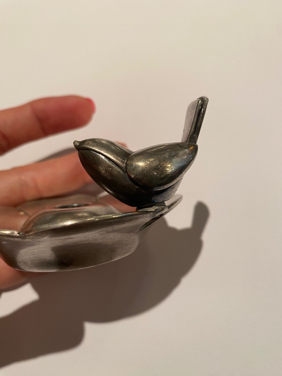 Art Deco Metal Silver Bird Candle Holders -photo-4