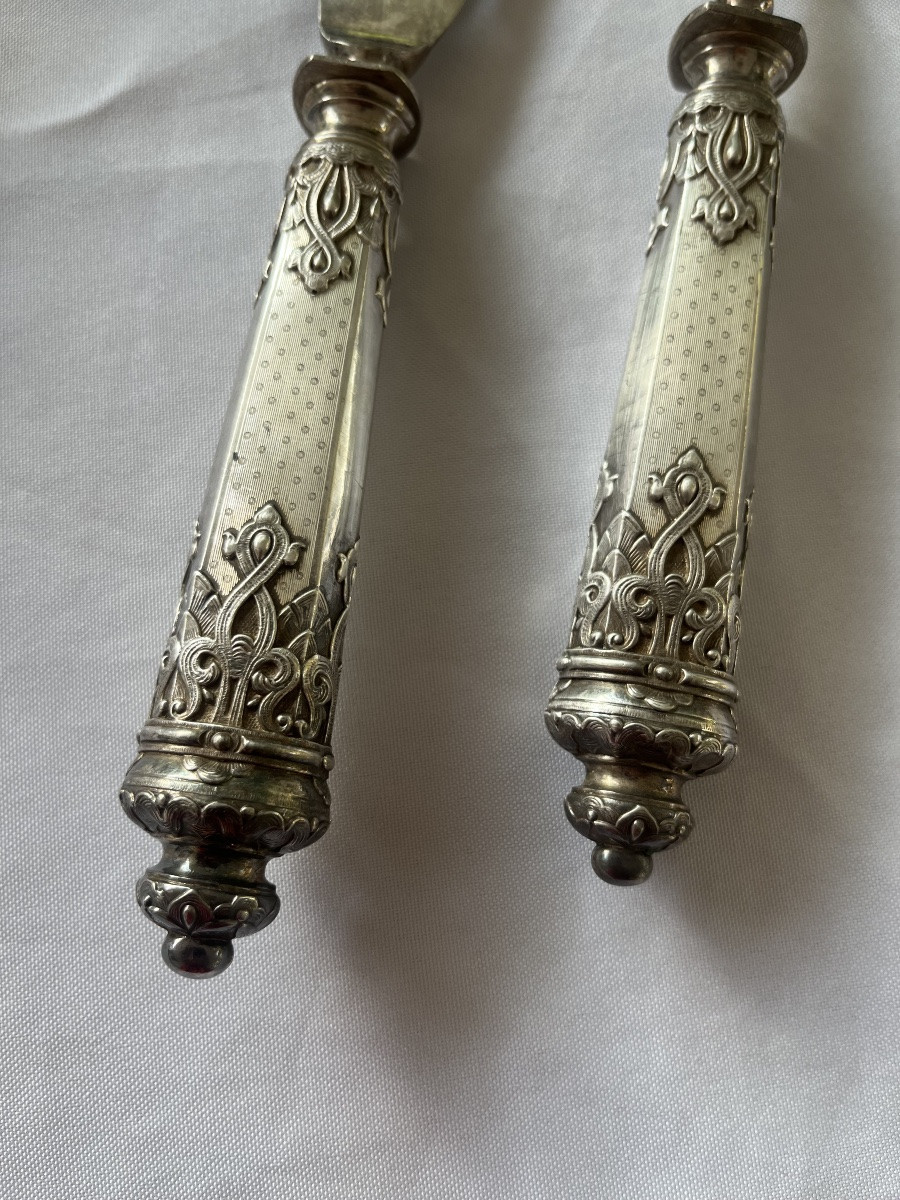 Solid Silver Fish Service With Serving Cutlery-photo-2