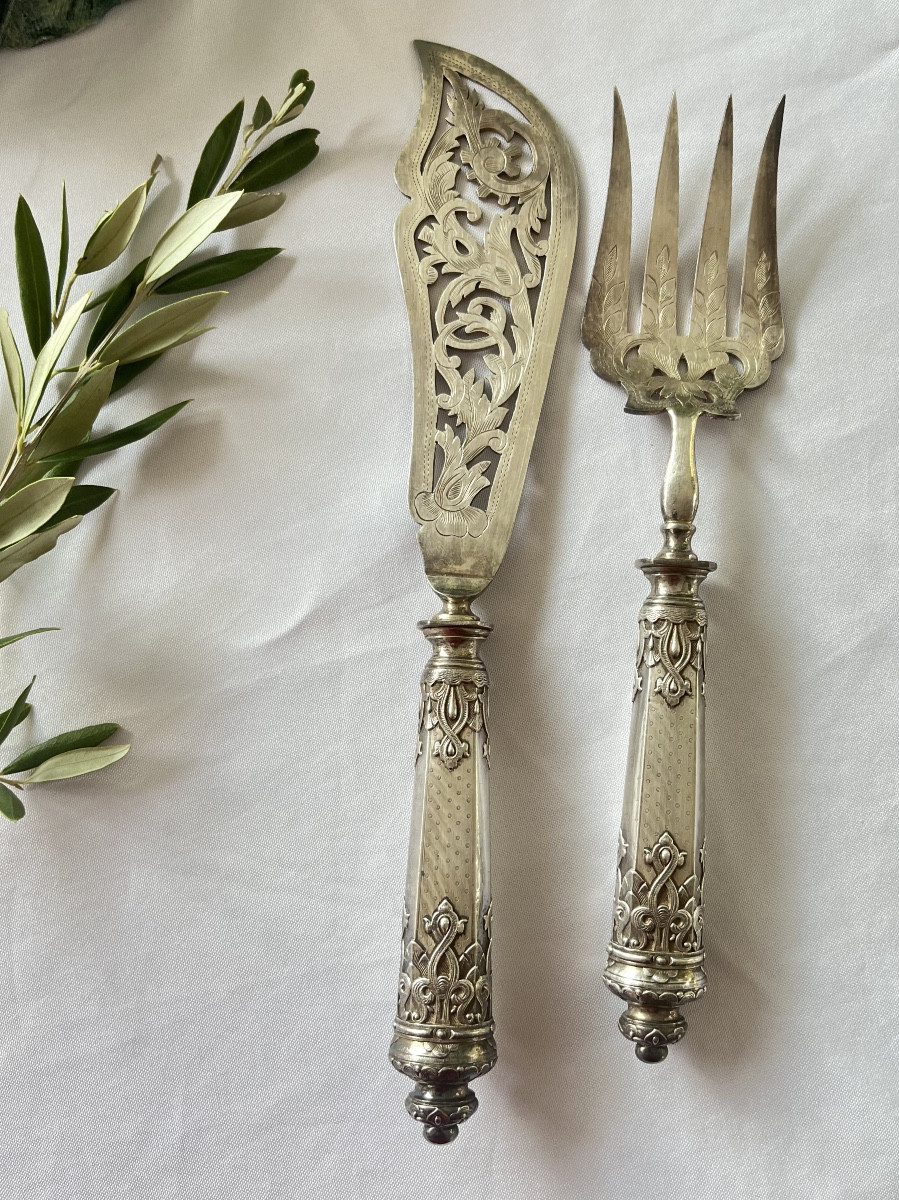 Solid Silver Fish Service With Serving Cutlery