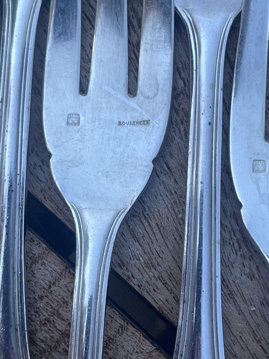 Boulenger Neoclassical Fish Service In Silver Metal -photo-3