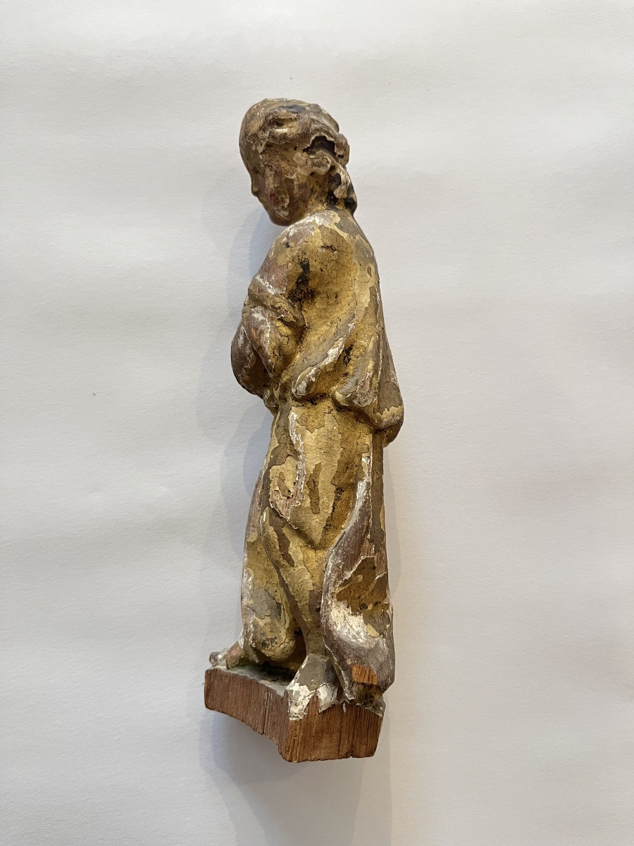Ancienne sculpture religieuse bois dore XVIII e siècle putti-photo-2