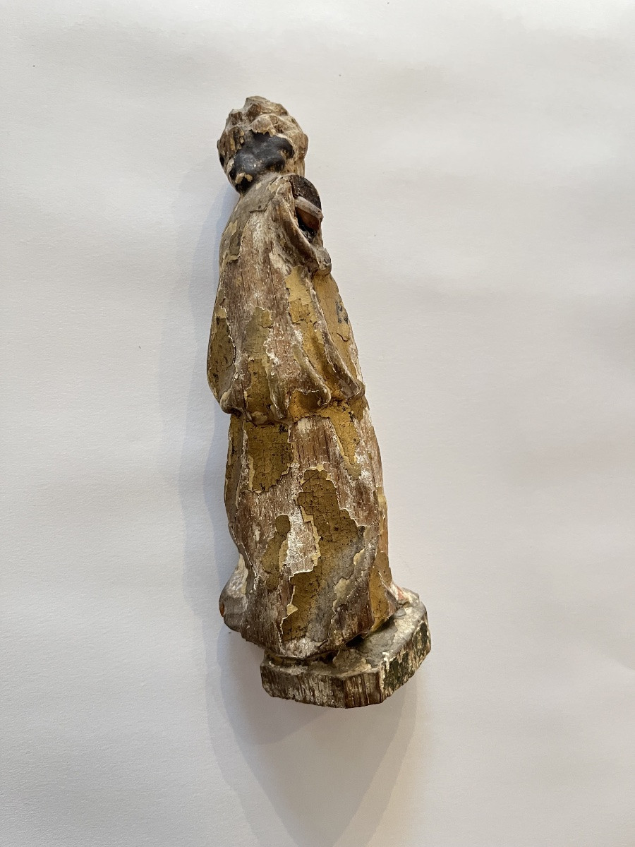 Ancienne sculpture religieuse bois dore XVIII e siècle putti-photo-3