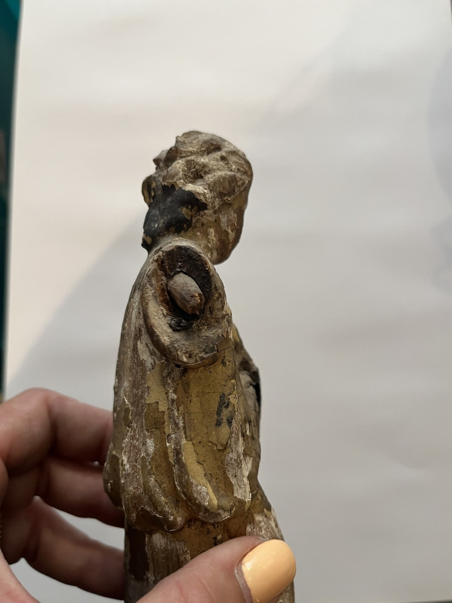 Ancienne sculpture religieuse bois dore XVIII e siècle putti-photo-4