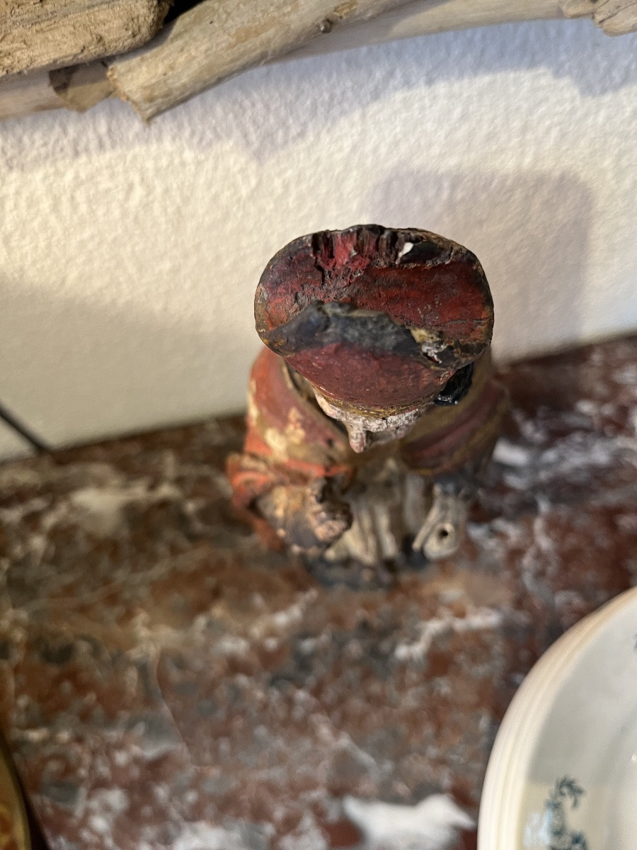 Évêque bois sculpté polychrome fin XVIII sculpture religieuse-photo-3