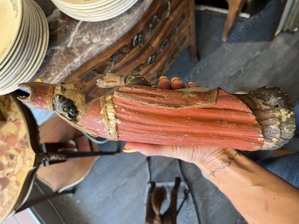 Évêque bois sculpté polychrome fin XVIII sculpture religieuse-photo-2