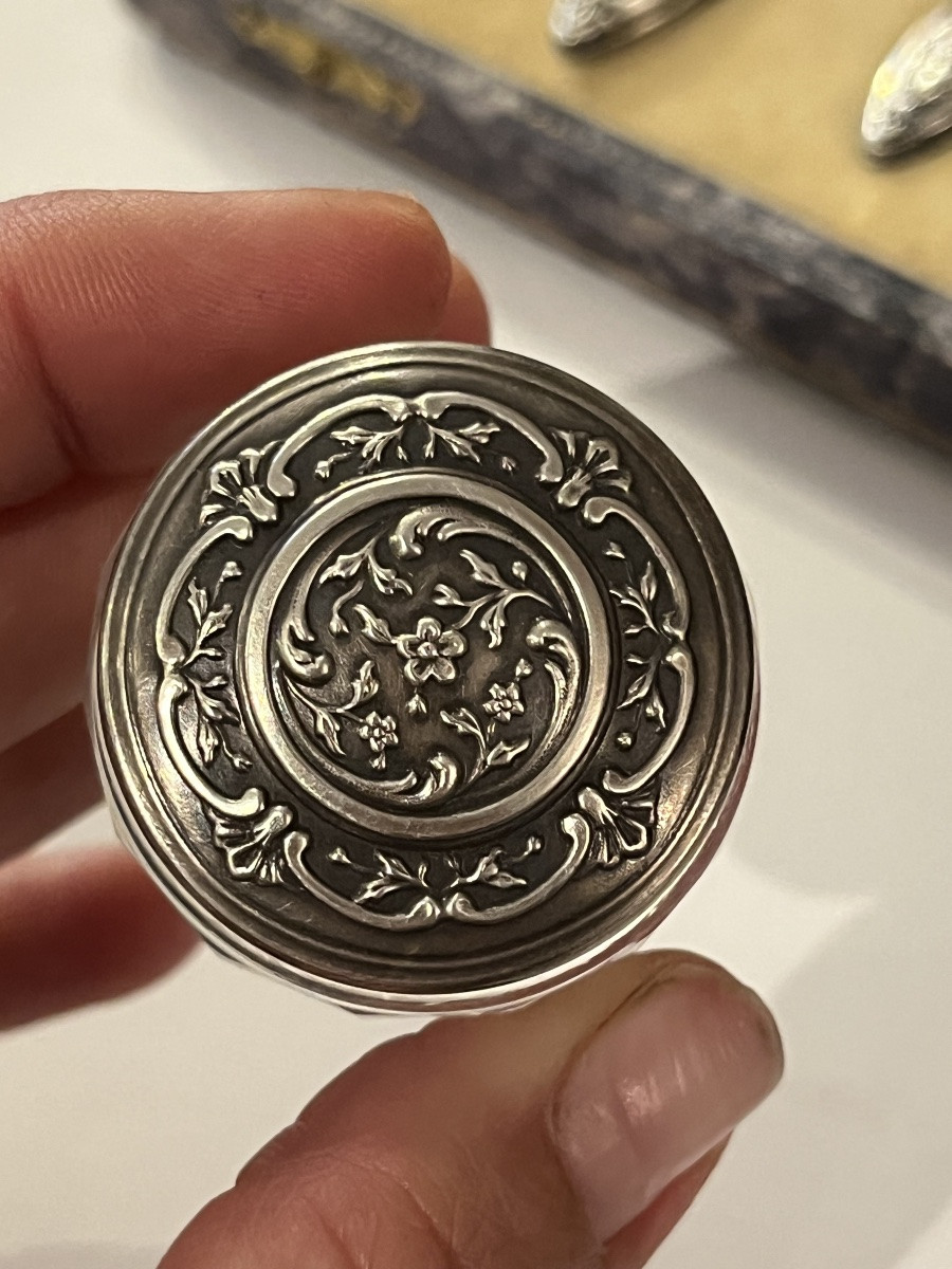 Coffret à manucure argent massif Napoléon 3 rare-photo-3