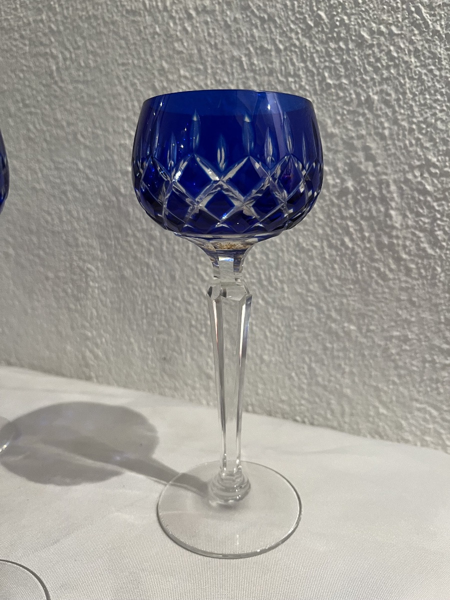 6 Lorraine Roemer Blue Crystal Glasses -photo-2