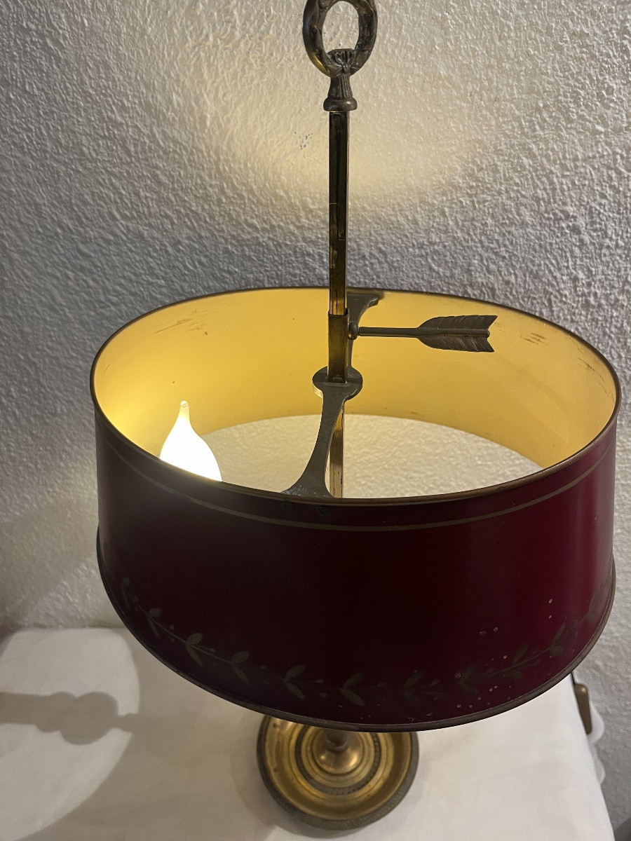 Empire Style Bouillotte Lamp In Bronze Painted Sheet Metal-photo-2