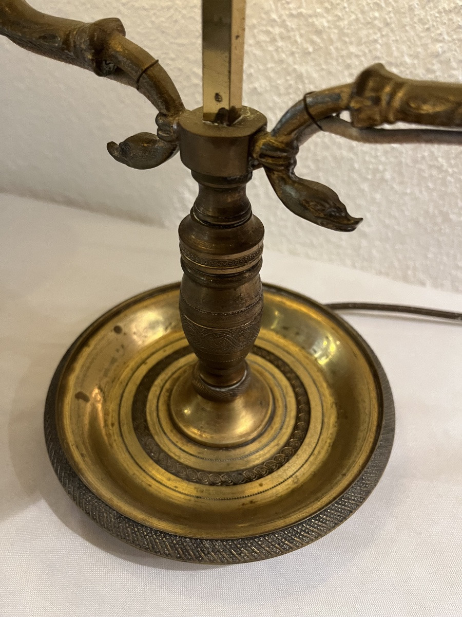 Empire Style Bouillotte Lamp In Bronze Painted Sheet Metal-photo-3